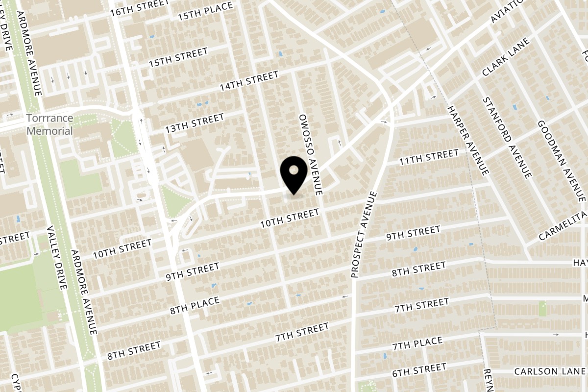 Map showing the location of The Chicken Shack Hermosa Beach on 1030 Aviation Blvd in Hermosa Beach